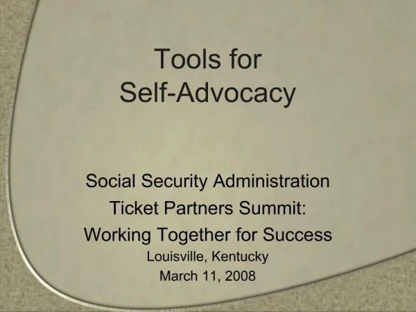 Tools for Self-Advocacy