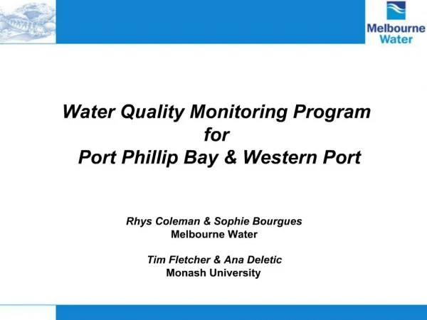 Water Quality Monitoring Program for Port Phillip Bay Western Port