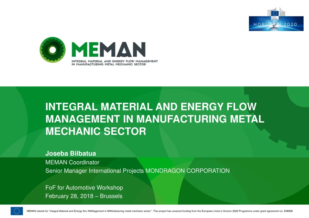 integral material and energy flow management in manufacturing metal mechanic sector