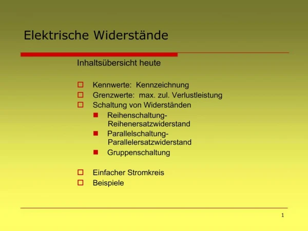 Elektrische Widerst nde