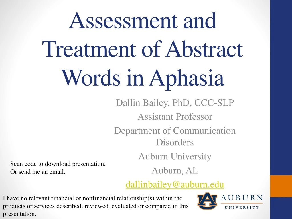 assessment and treatment of abstract words in aphasia