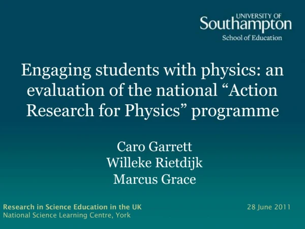 Engaging students with physics: an evaluation of the national Action Research for Physics programme