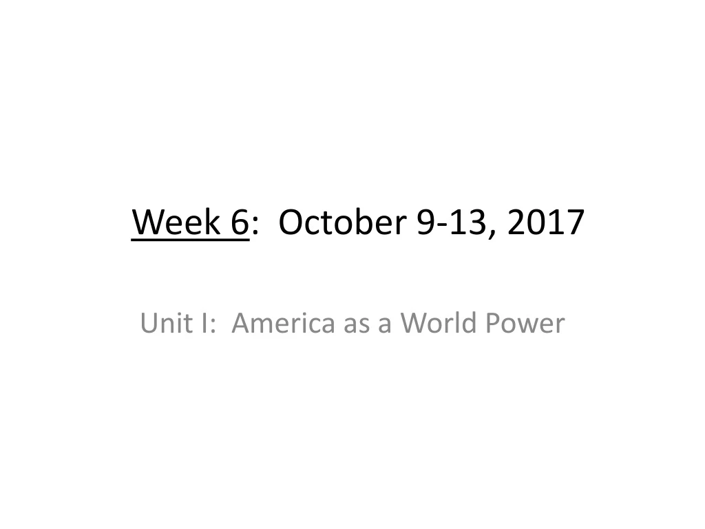 week 6 october 9 13 2017