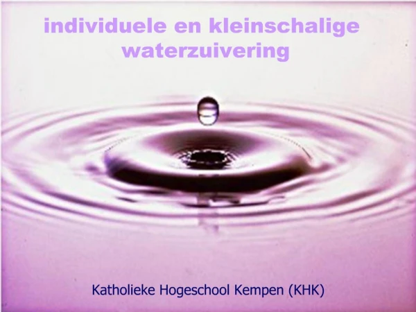Individuele en kleinschalige waterzuivering