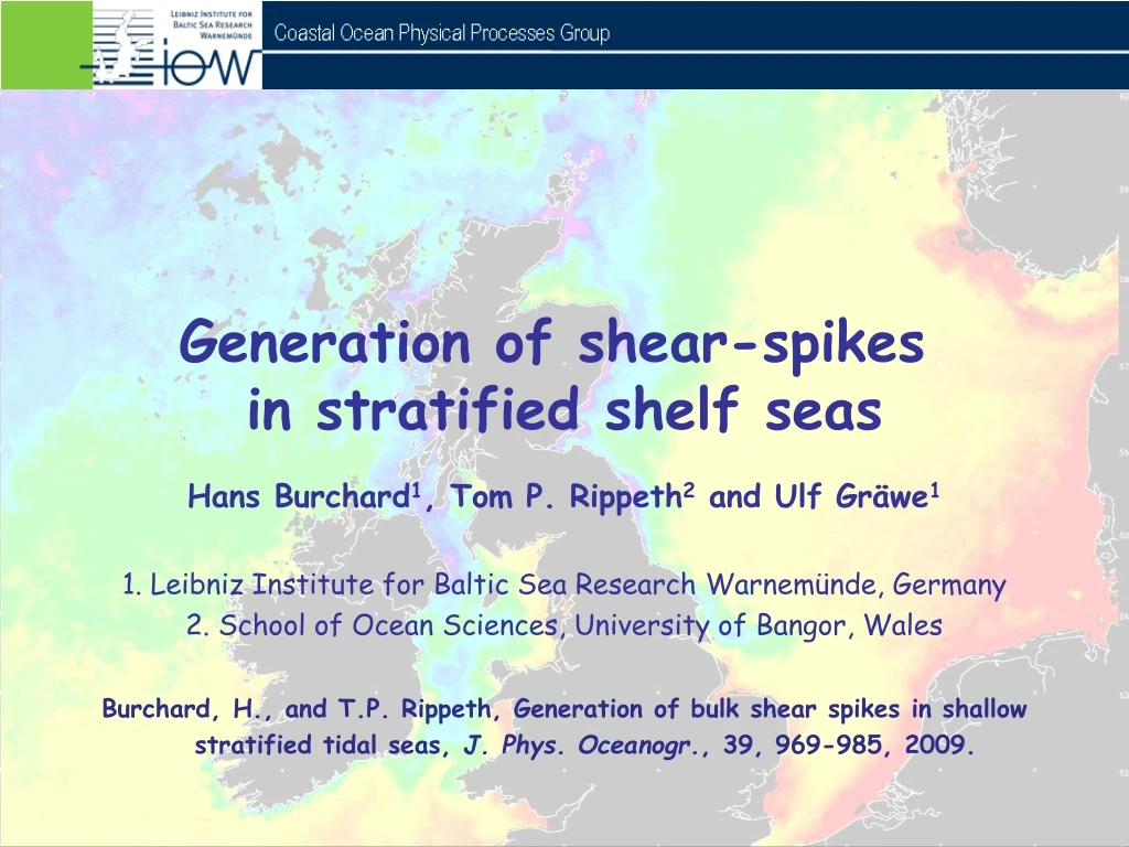 generation of shear spikes in stratified shelf