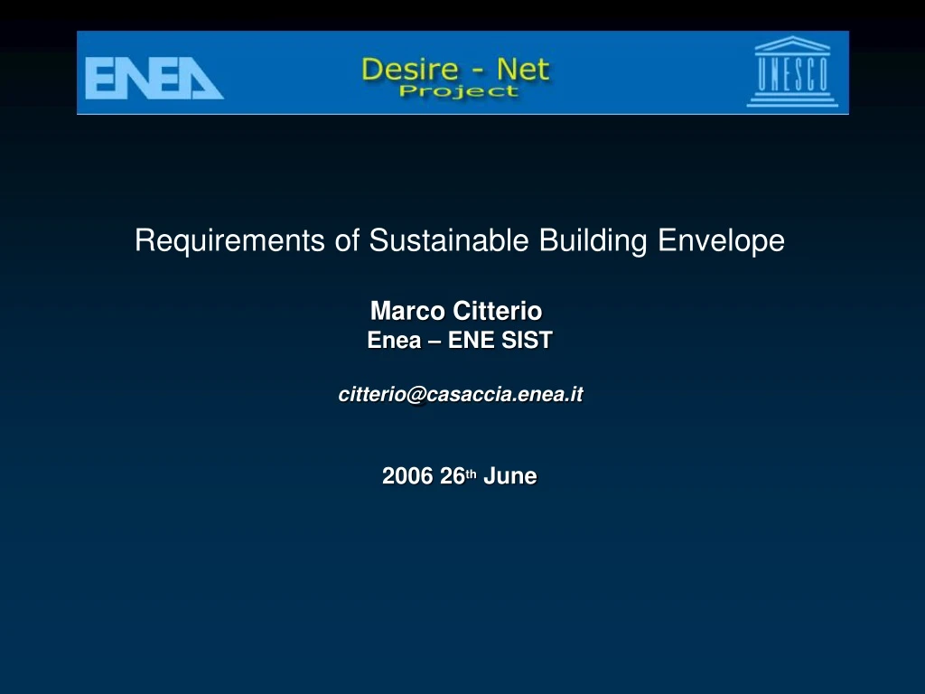 requirements of sustainable building envelope