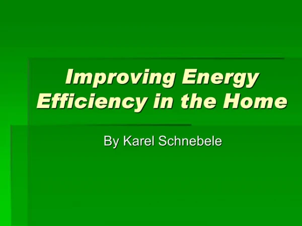 Improving Energy Efficiency in the Home