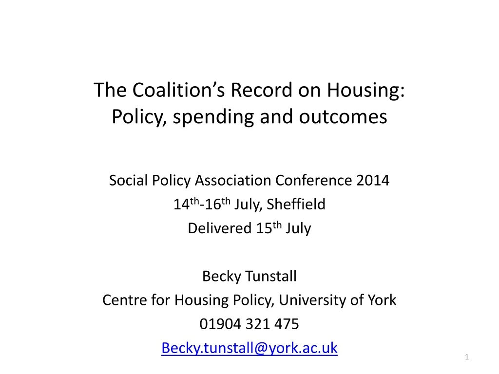 the coalition s record on housing policy spending and outcomes