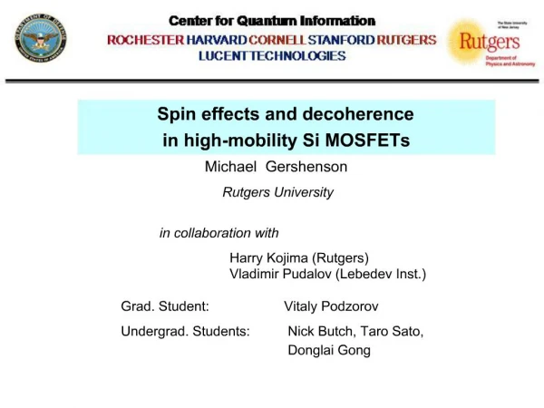 Spin effects and decoherence in high-mobility Si MOSFETs