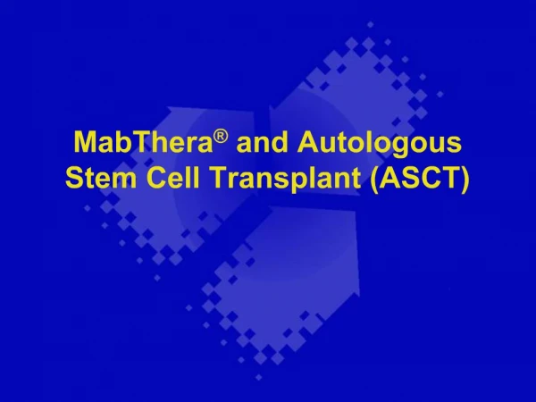 MabThera and Autologous Stem Cell Transplant ASCT