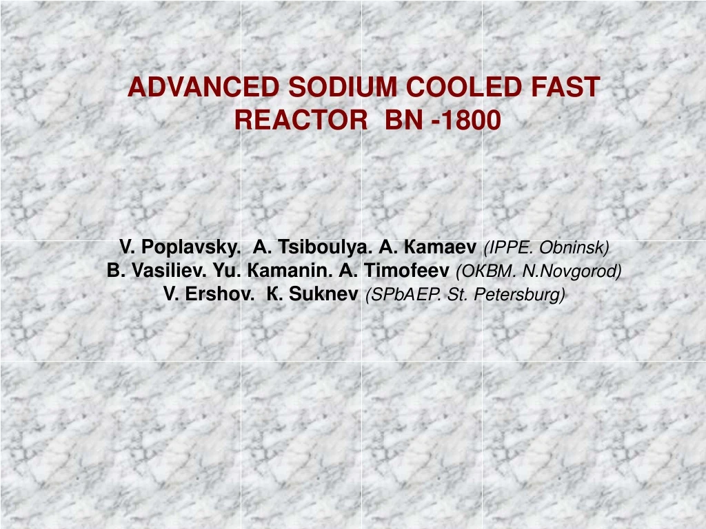 advanced sodium cooled fast reactor bn 1800