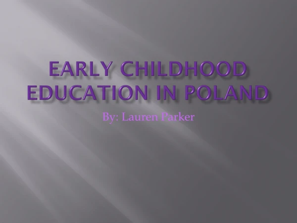 Early Childhood Education in Poland