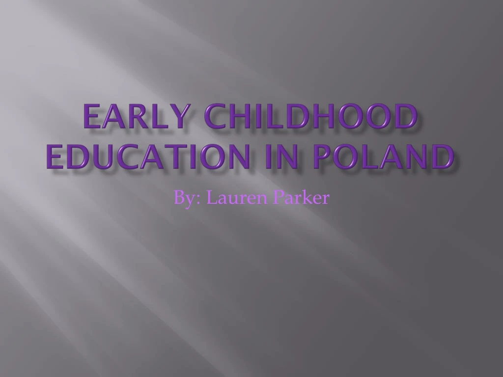 early childhood education in poland