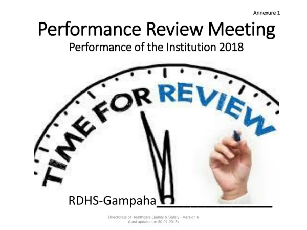 Annexure 1 Performance Review Meeting Performance of the Institution 2018