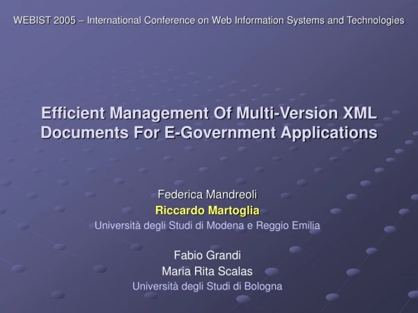Efficient Management Of Multi-Version XML Documents For E-Government Applications