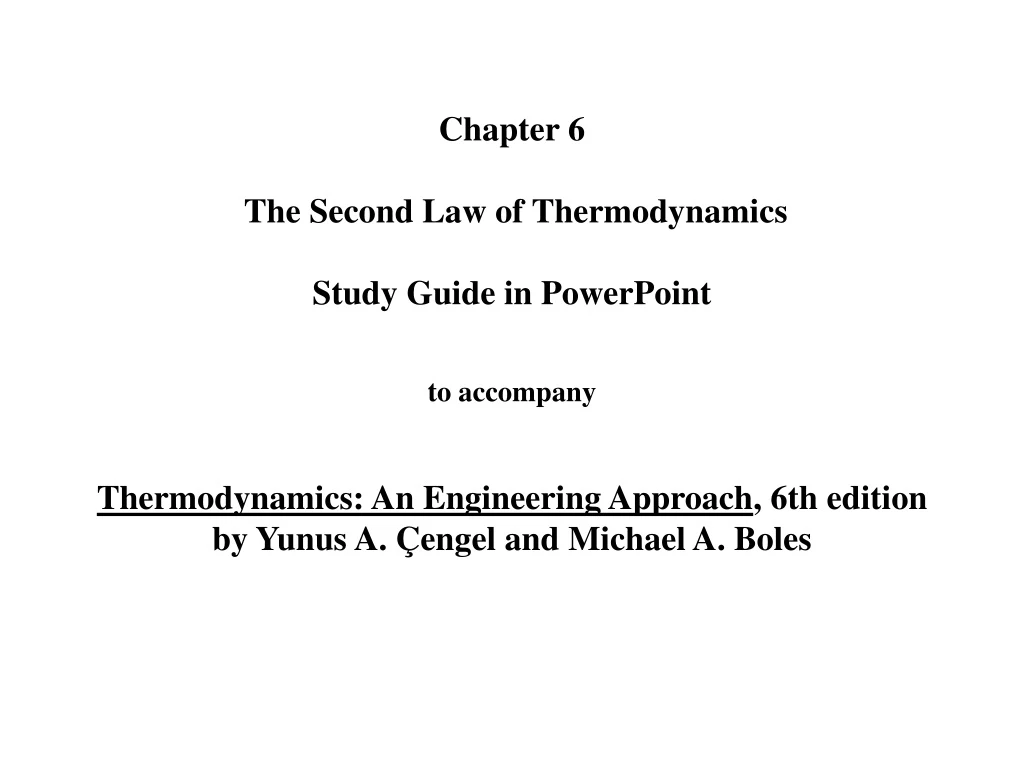 chapter 6 the second law of thermodynamics study