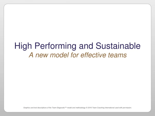 High Performing and Sustainable A new model for effective teams