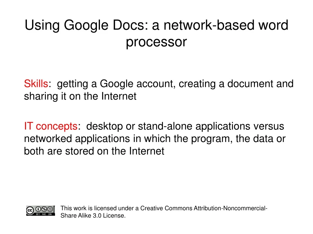 using google docs a network based word processor