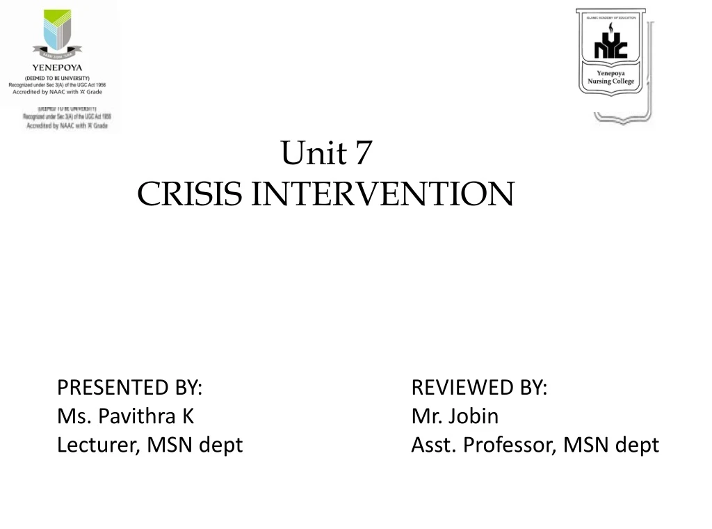 unit 7 crisis intervention