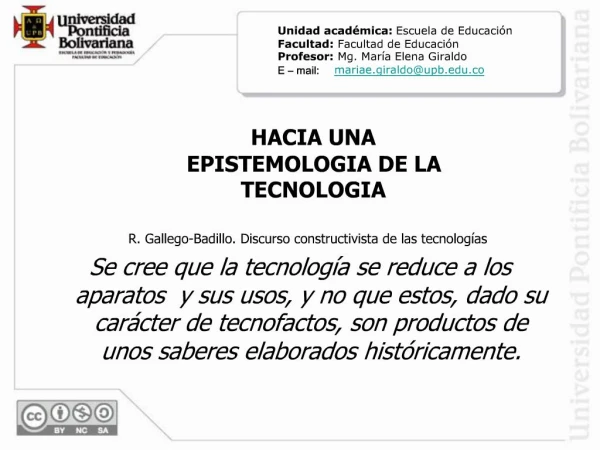 HACIA UNA EPISTEMOLOGIA DE LA TECNOLOGIA