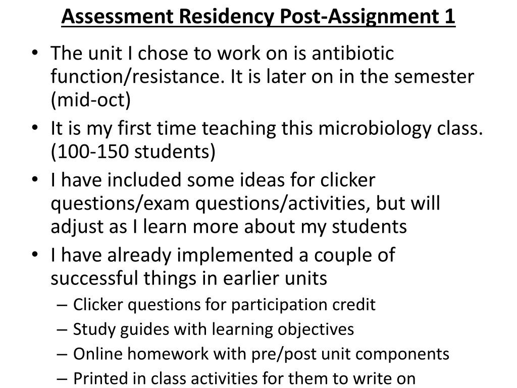 assessment residency post assignment 1