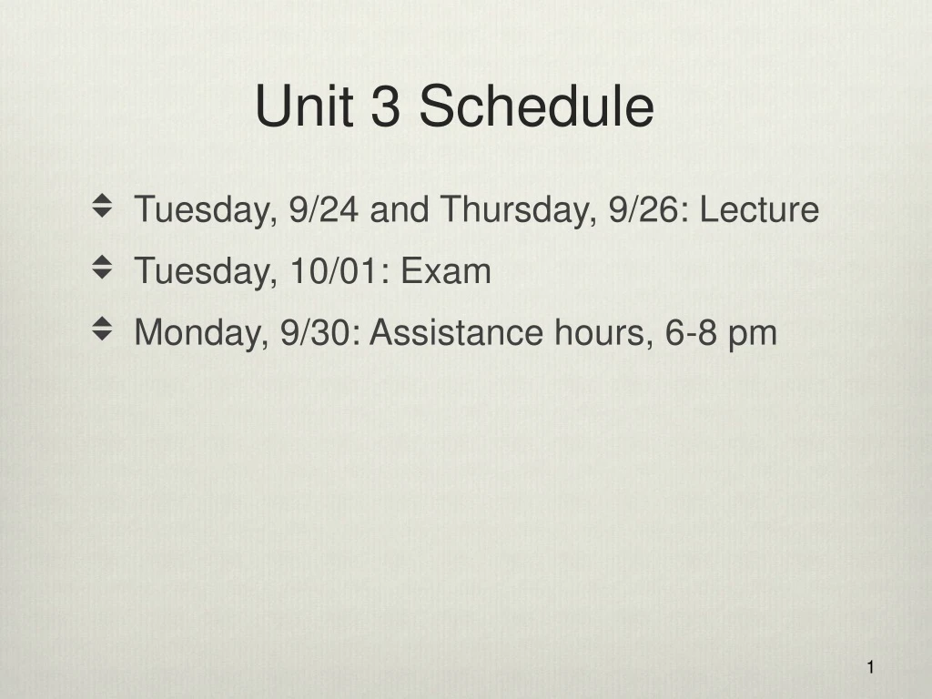 unit 3 schedule