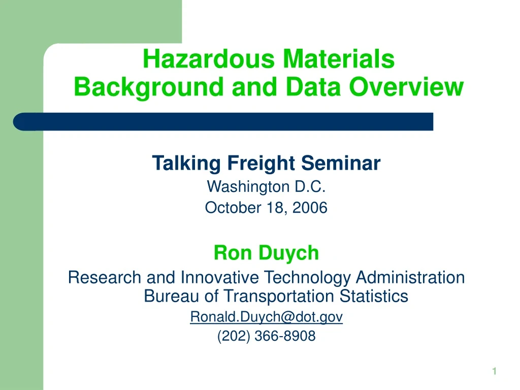 hazardous materials background and data overview