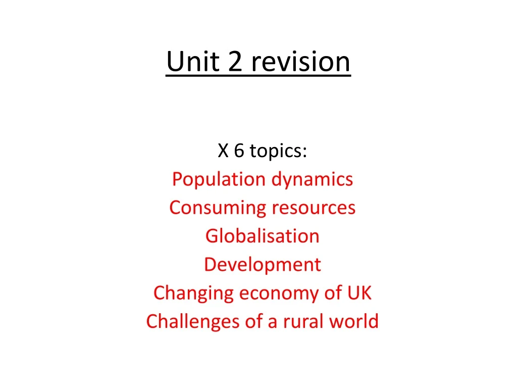 unit 2 revision