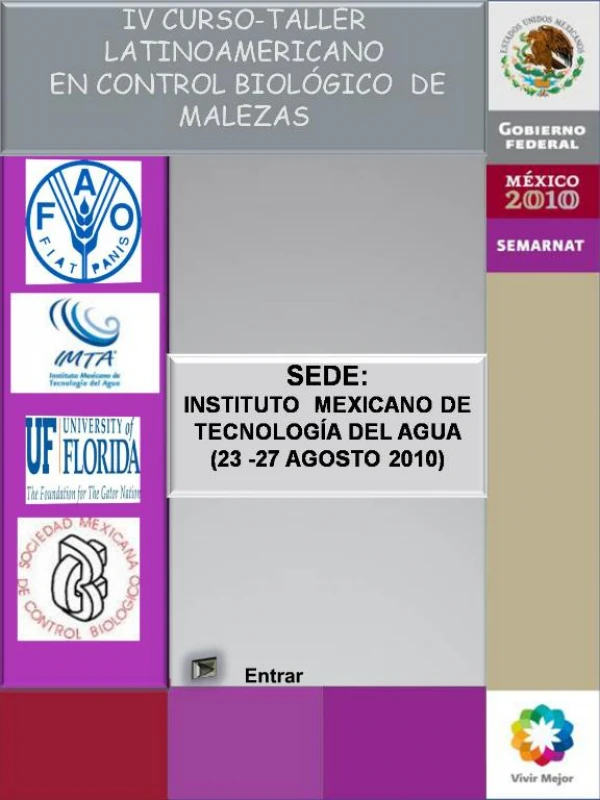 SEDE: INSTITUTO MEXICANO DE TECNOLOG A DEL AGUA 23 -27 AGOSTO 2010