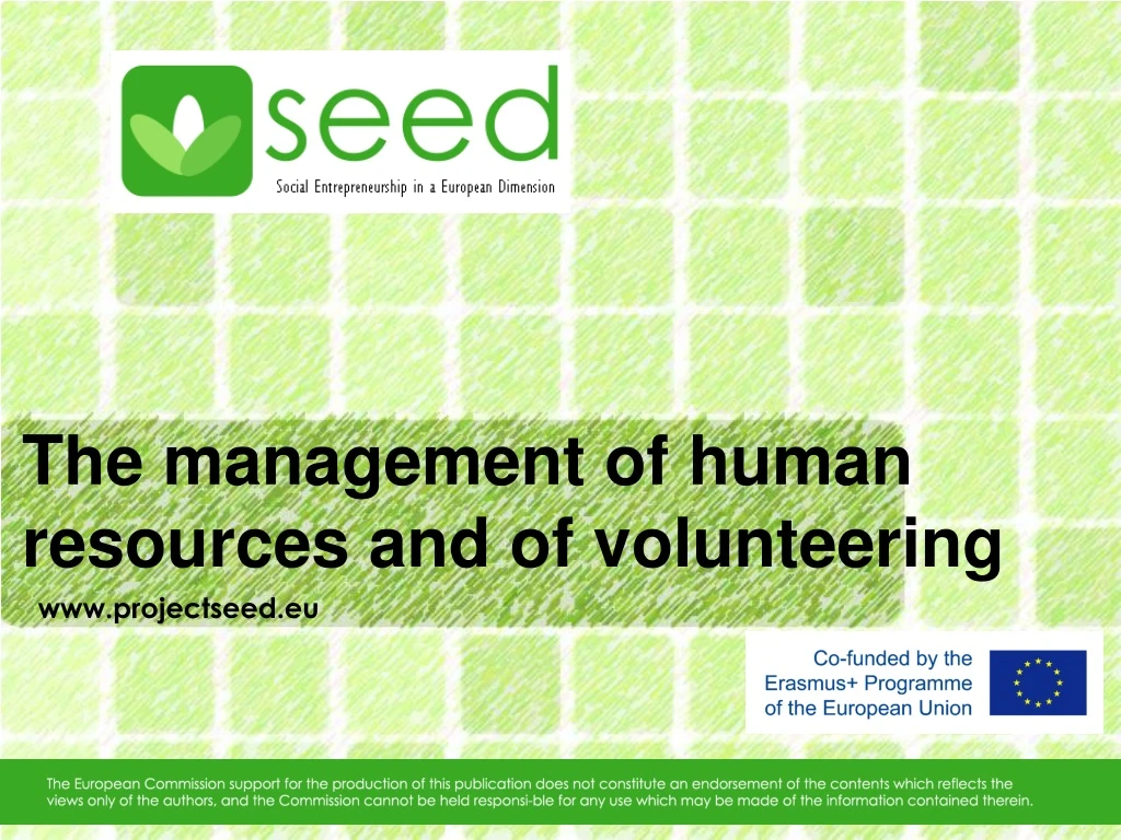 the management of human resources and of volunteering