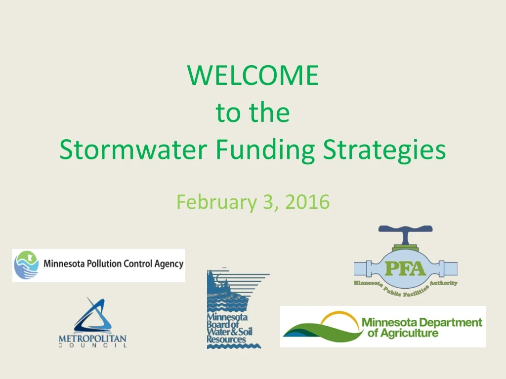 welcome to the stormwater funding strategies
