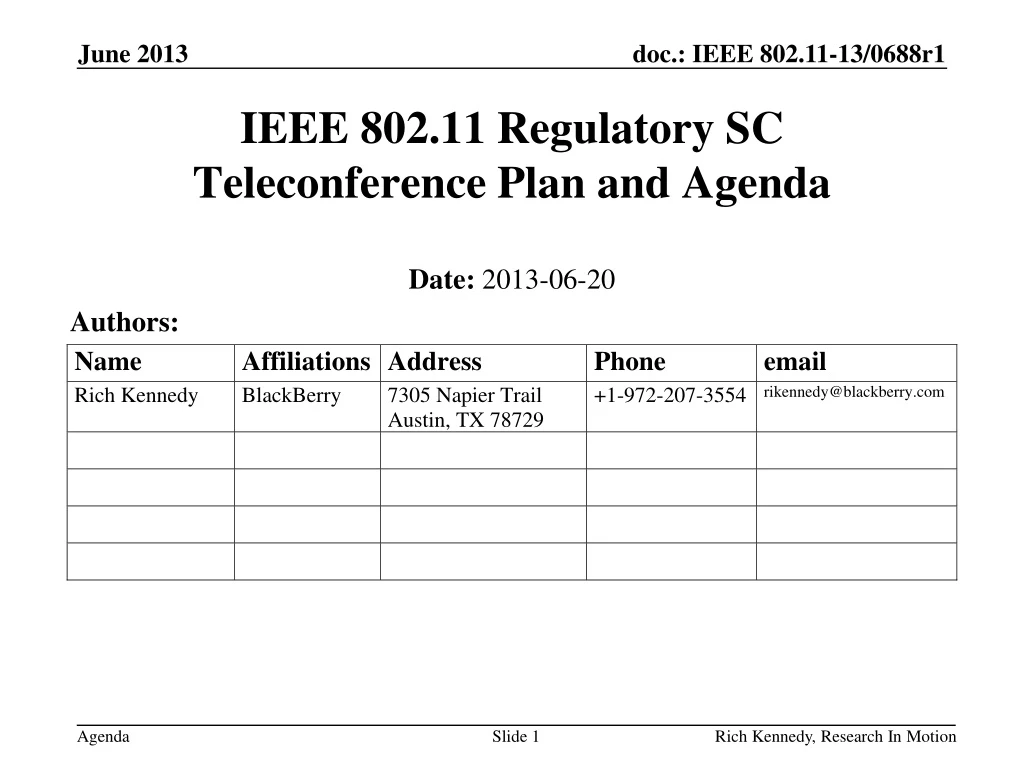 ieee 802 11 regulatory sc teleconference plan and agenda