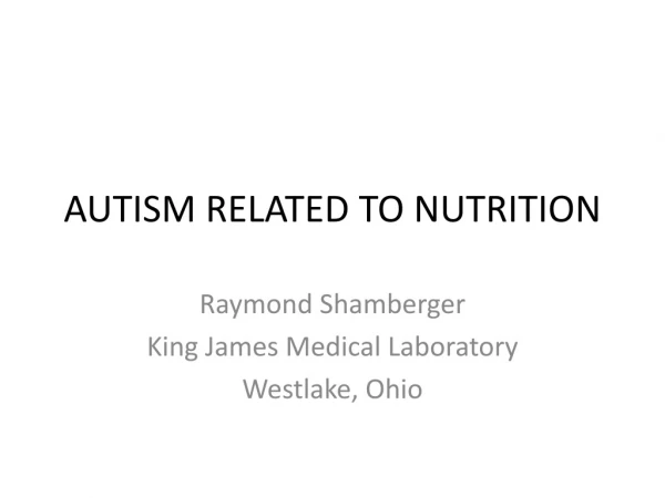 AUTISM RELATED TO NUTRITION