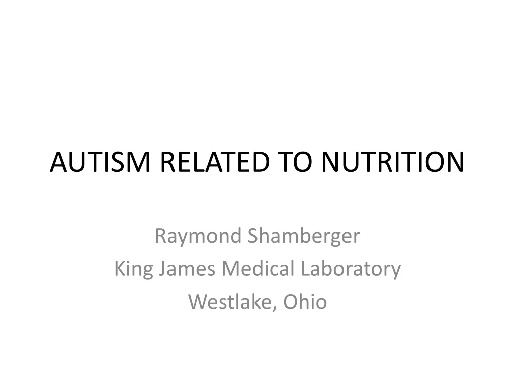 autism related to nutrition