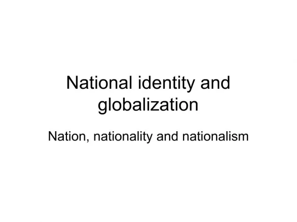 National identity and globalization