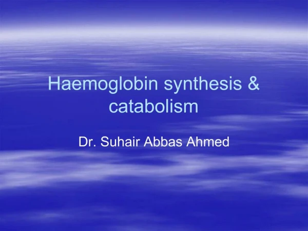 Haemoglobin synthesis catabolism