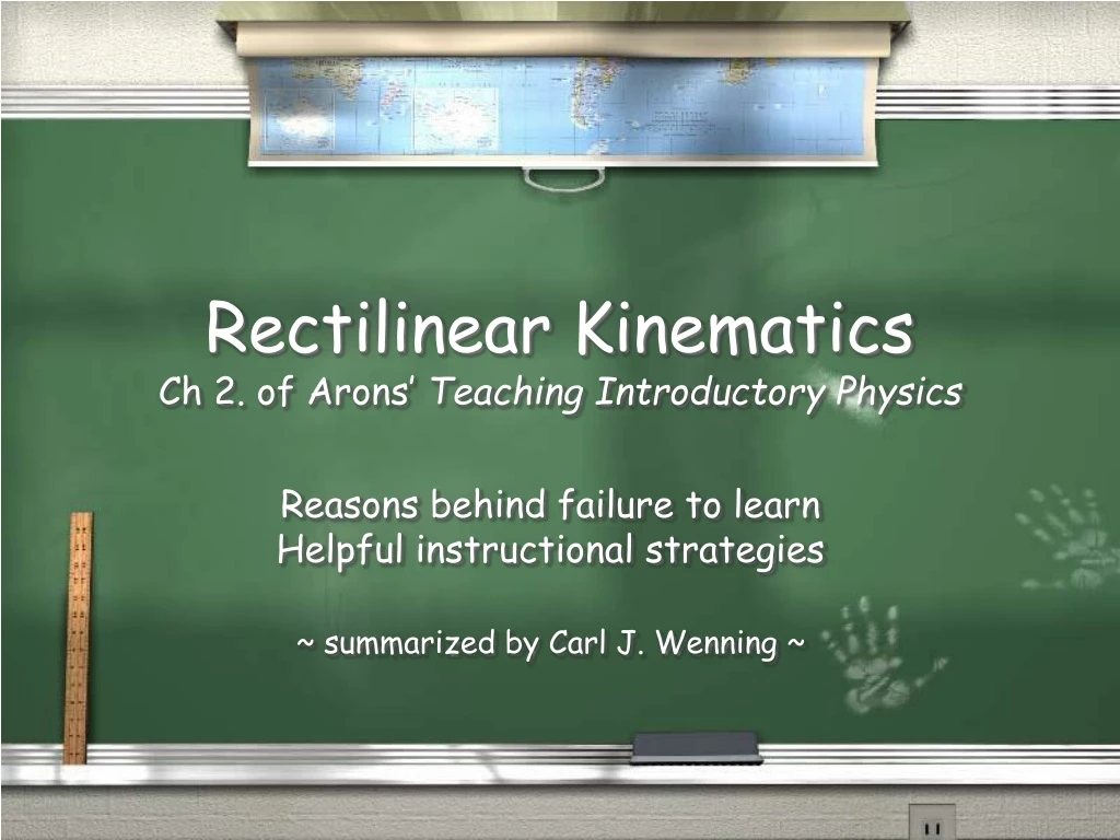 rectilinear kinematics ch 2 of arons teaching introductory physics