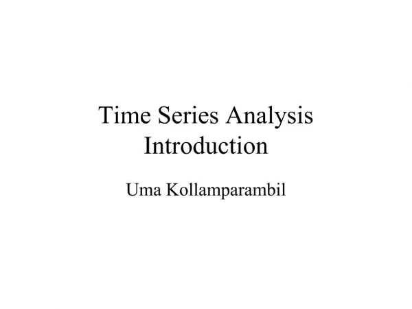 Time Series Analysis Introduction