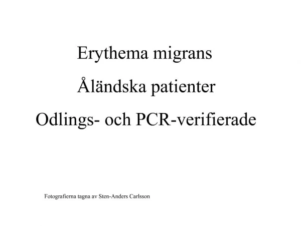 Erythema migrans l ndska patienter Odlings- och PCR-verifierade