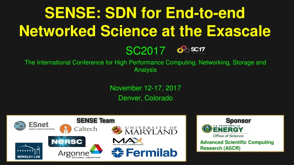sense sdn for end to end networked science at the exascale