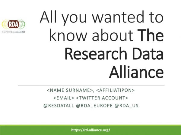 all you wanted to know about the research data alliance