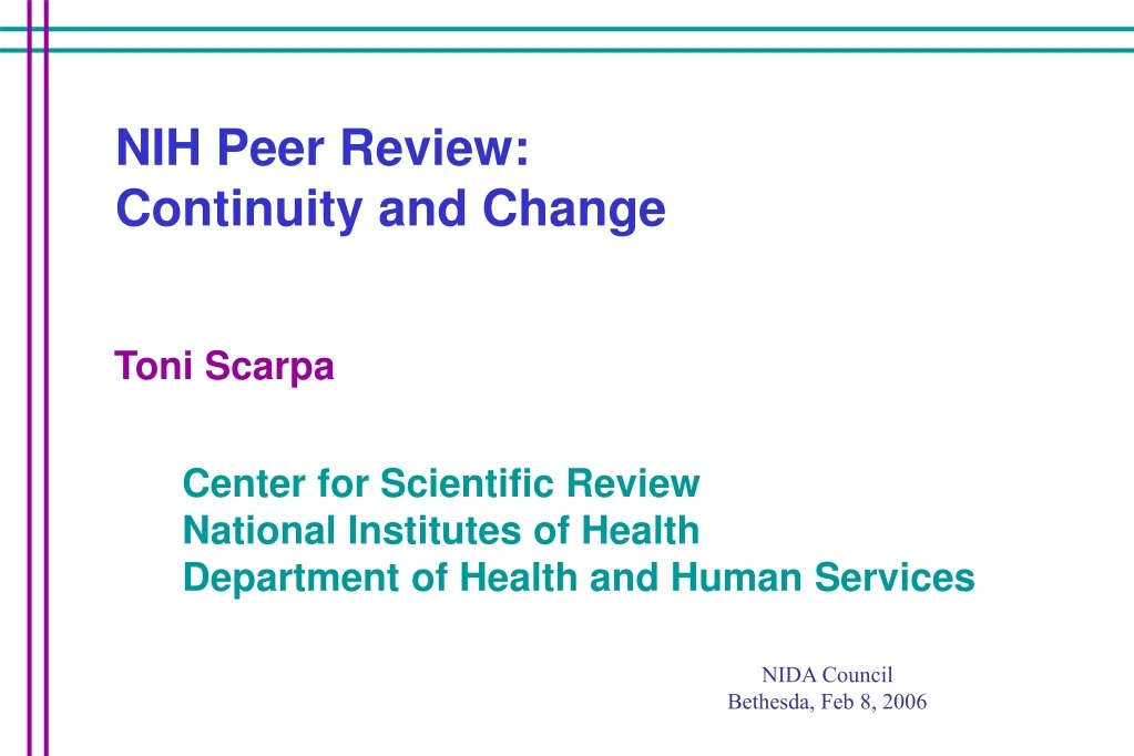 nih peer review continuity and change