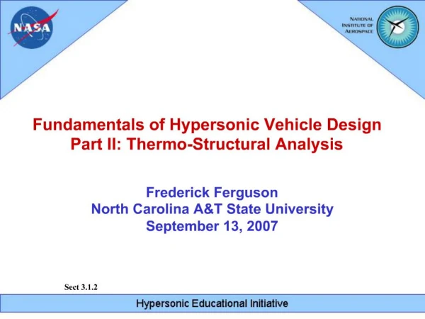 Fundamentals of Hypersonic Vehicle Design Part II: Thermo-Structural Analysis