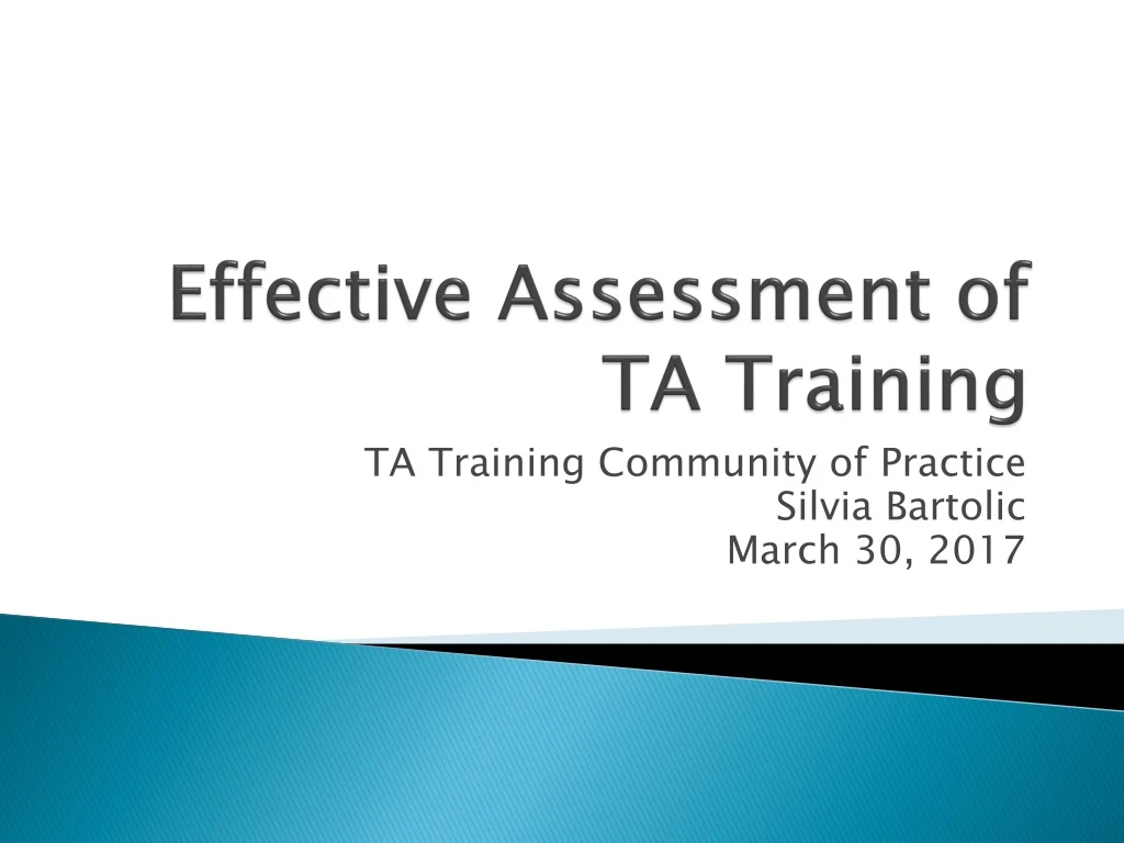 effective assessment of ta training