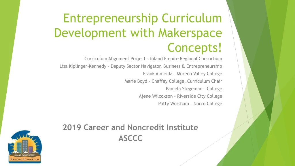 entrepreneurship curriculum development with makerspace concepts