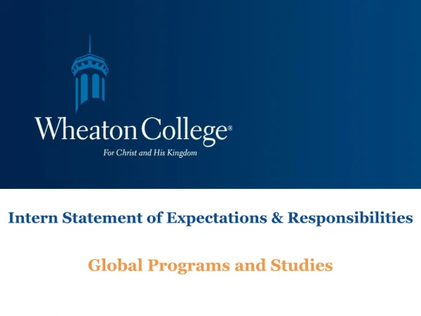 Intern Statement of Expectations &amp; Responsibilities