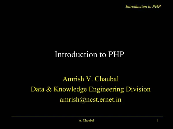 Introduction to PHP