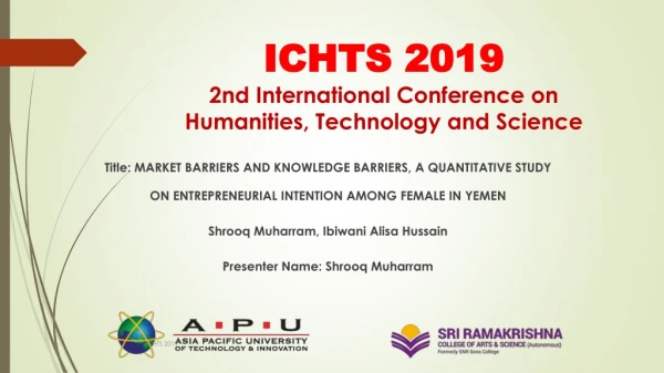 ICHTS 2019 2nd International Conference on Humanities, Technology and Science