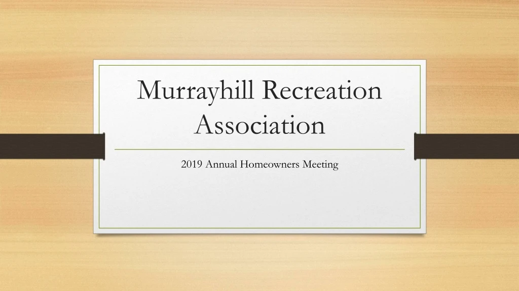 murrayhill recreation association
