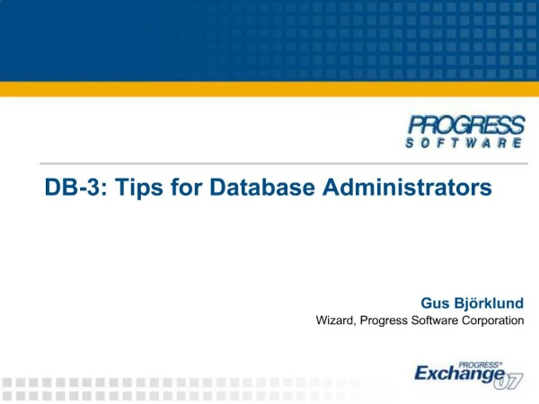DB-3: Tips for Database Administrators